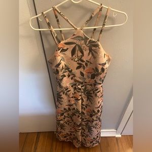 Gorgeous ASOS pink fit &flare dress with bird and floral motif (4)